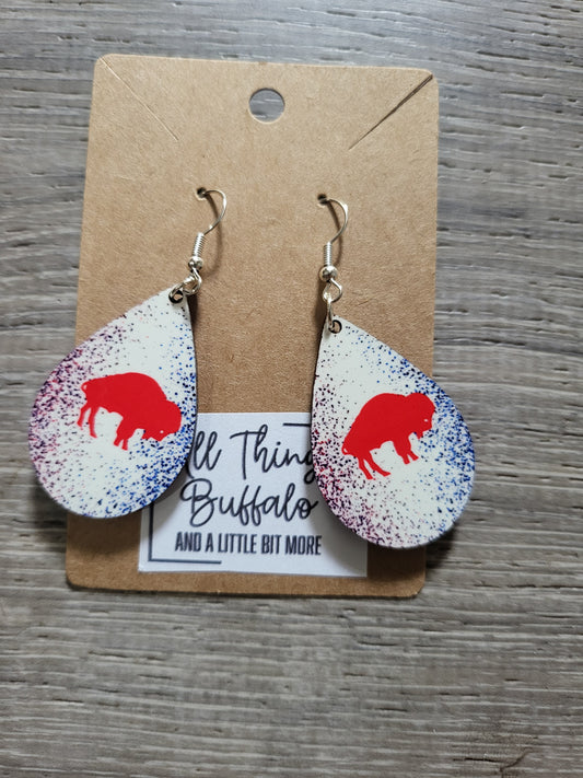 Buffalo Red & Blue Confetti Drop Earrings