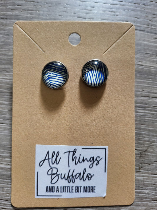 Zubaz STUD Earrings Blue & Yellow