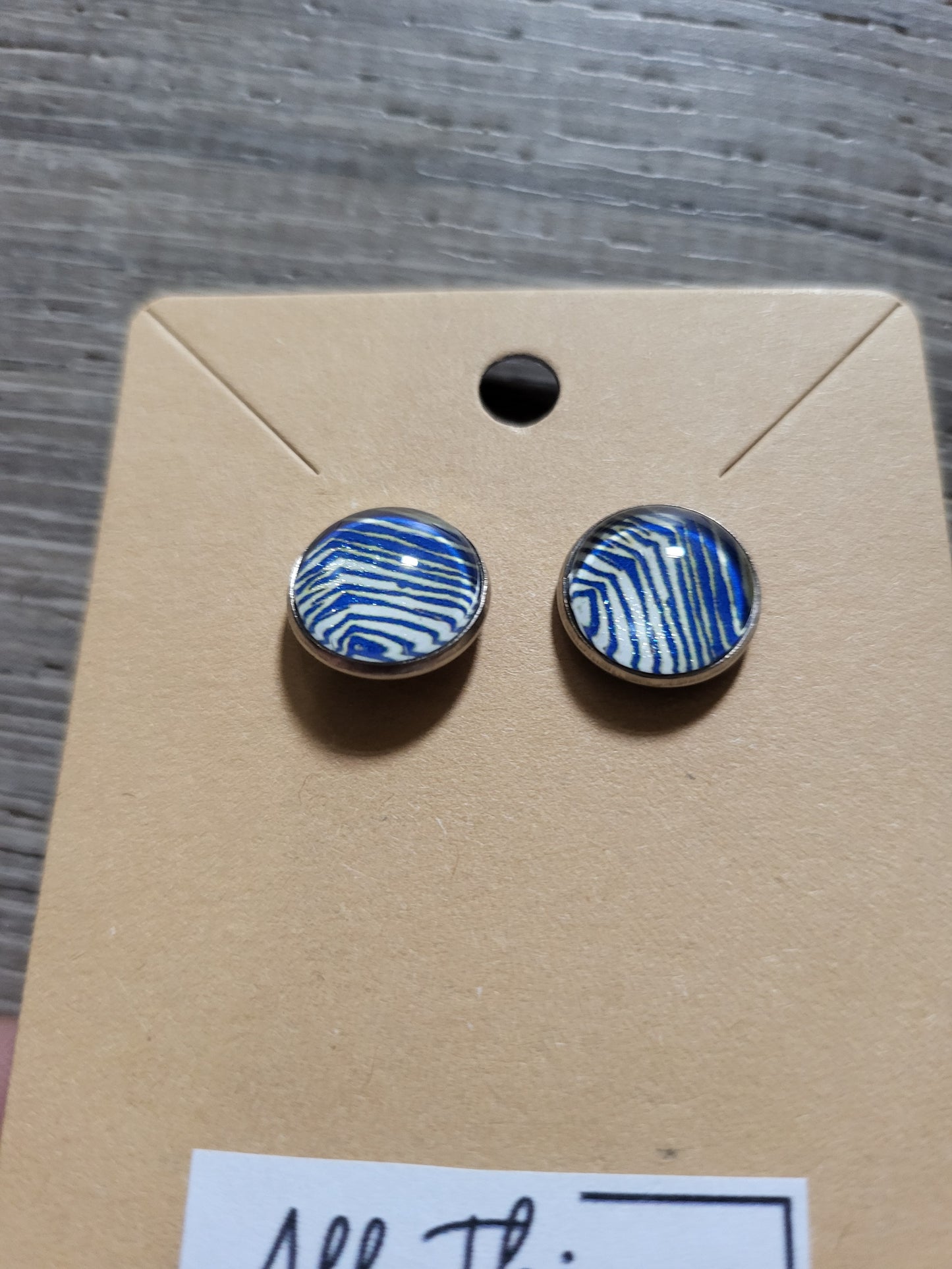 Zubaz STUD Earrings Blue & Yellow